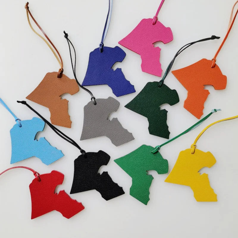 Kuwait Map Oman Shaped Bag Charm Pendant Genuine Leather Keychain Leather Handbag Hanging Accessories Car Pendant