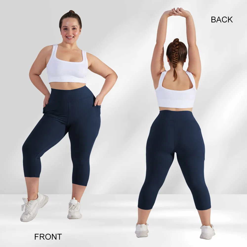Style Three-Quarter Yoga Pants Shorts High-Waisted Crescent Pocket Casual Running Sports preview