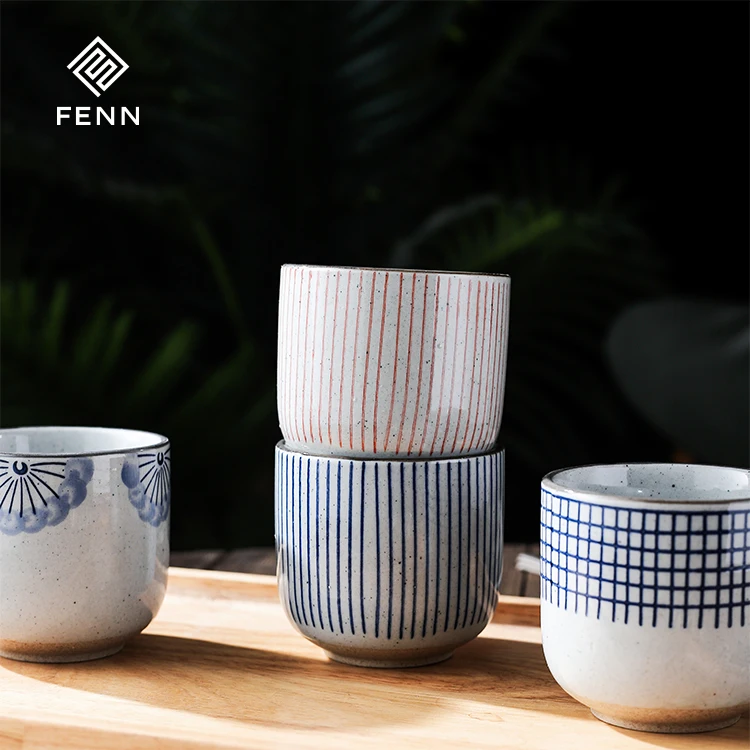 FENN New Fashion Japanese Style Round Shape 200ml Handmade Tea Cups Manufacturers Vintage Coffee Cup Ceramic Wholesale for Gift