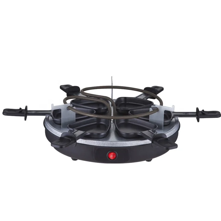 Round Shape  Detachable Nonstick Plate Electric BBQ Raclette Grill for 6 Person 900W Grill Raclette