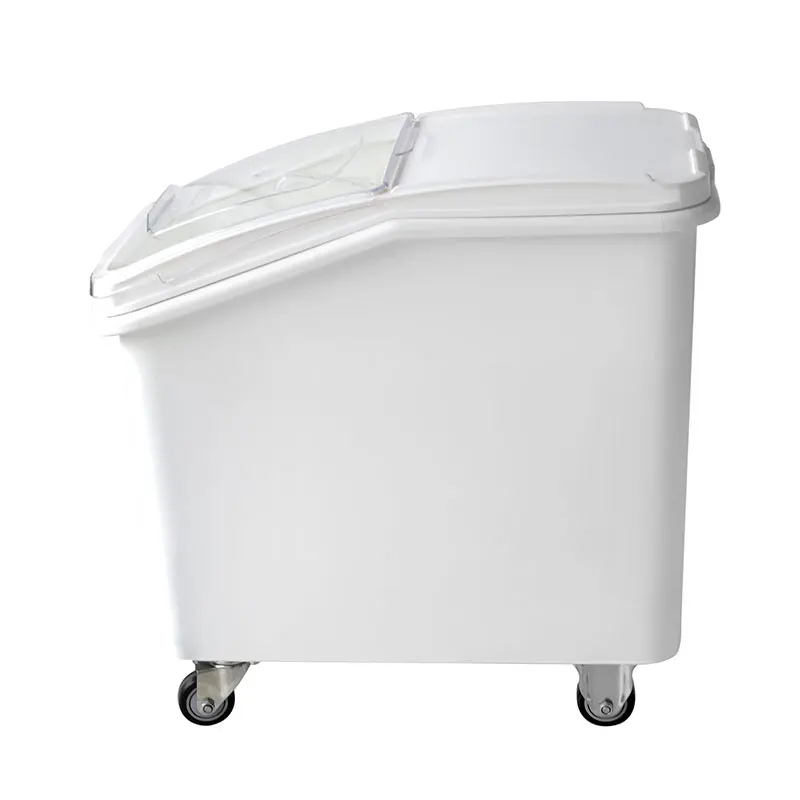 Plastic Movable  Grain Storage Container Rice Containers Flour Ingredient Bin with Caster