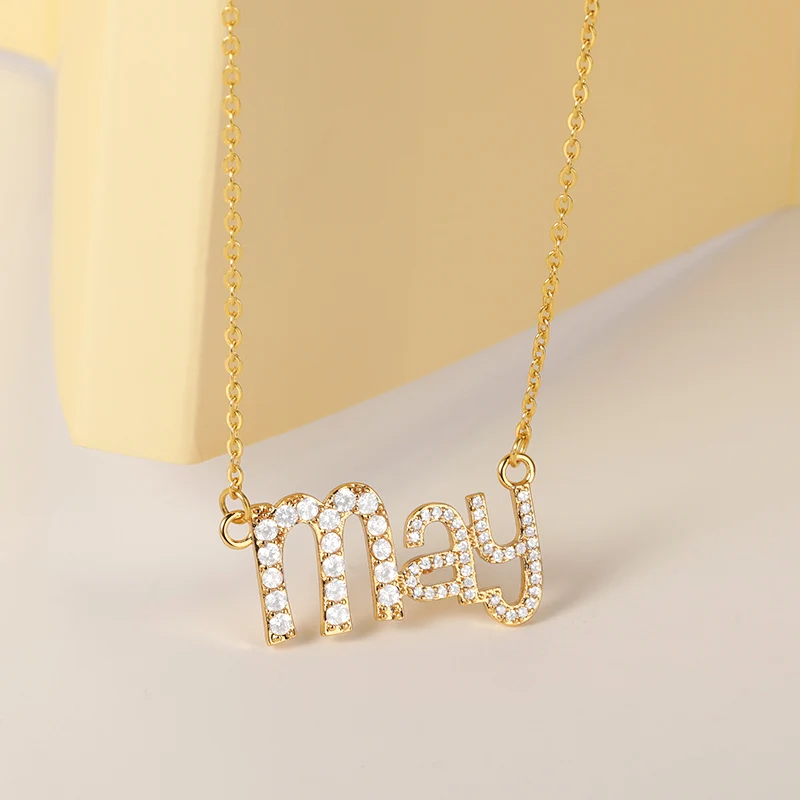 Birth Month Pendant Necklace 18k Gold 