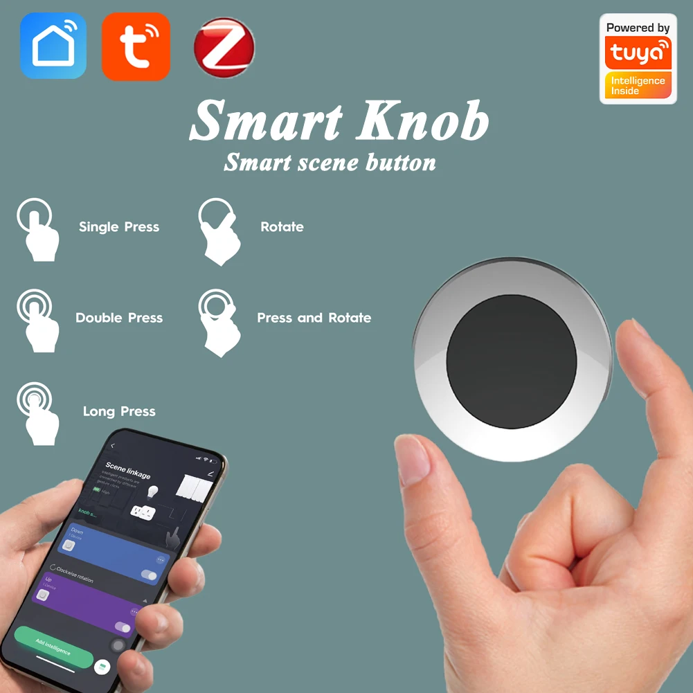ZigBee Tuya Smart Knob Switch Wireless Scene Button Battery Powered Automation Scenario Controller Work with Alexa Google Home