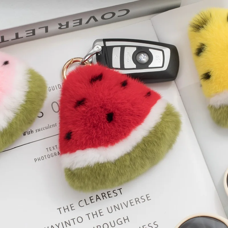 thumbnail image 2 of Cute Plush Fruit Keychain - Mango, Watermelon, Mini Banana, Vegetable Bag Charm, Children's 2 of 11