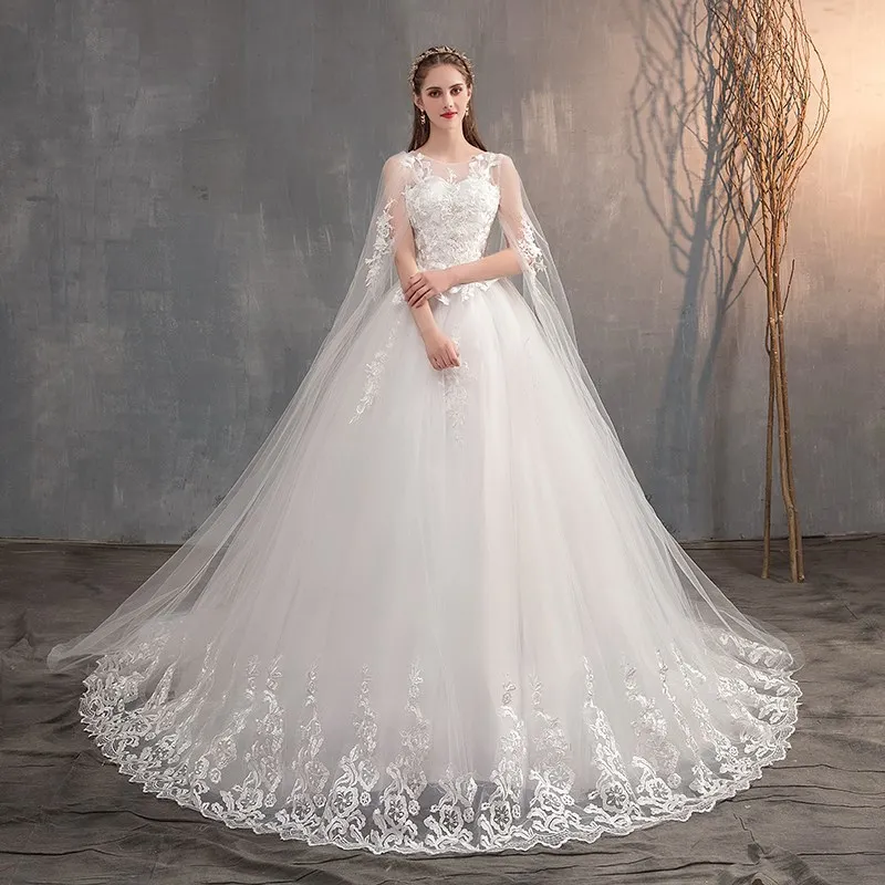 Escape Princess Elegant French Lace Wedding Dress Long Tail Bridal