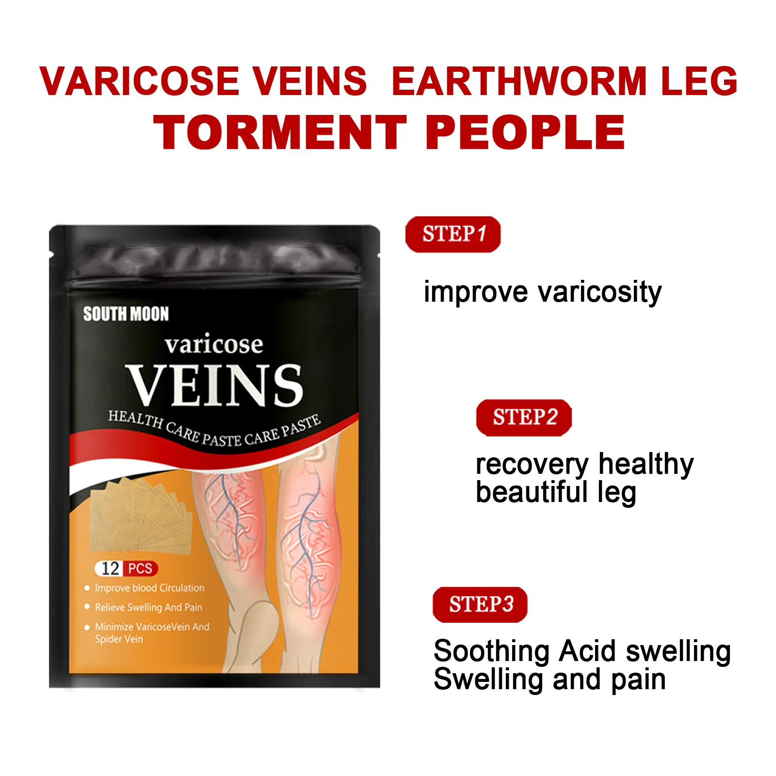 Relief Leg Pain Strengthens Capillary Health Improve Blood Circulation Relieve Swelling And Pain Varicose Veins Patch