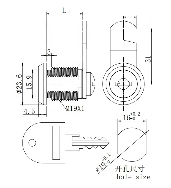 
Безопасный цилиндрический ключ из цинкового сплава, маленький почтовый ящик, замок камеры 