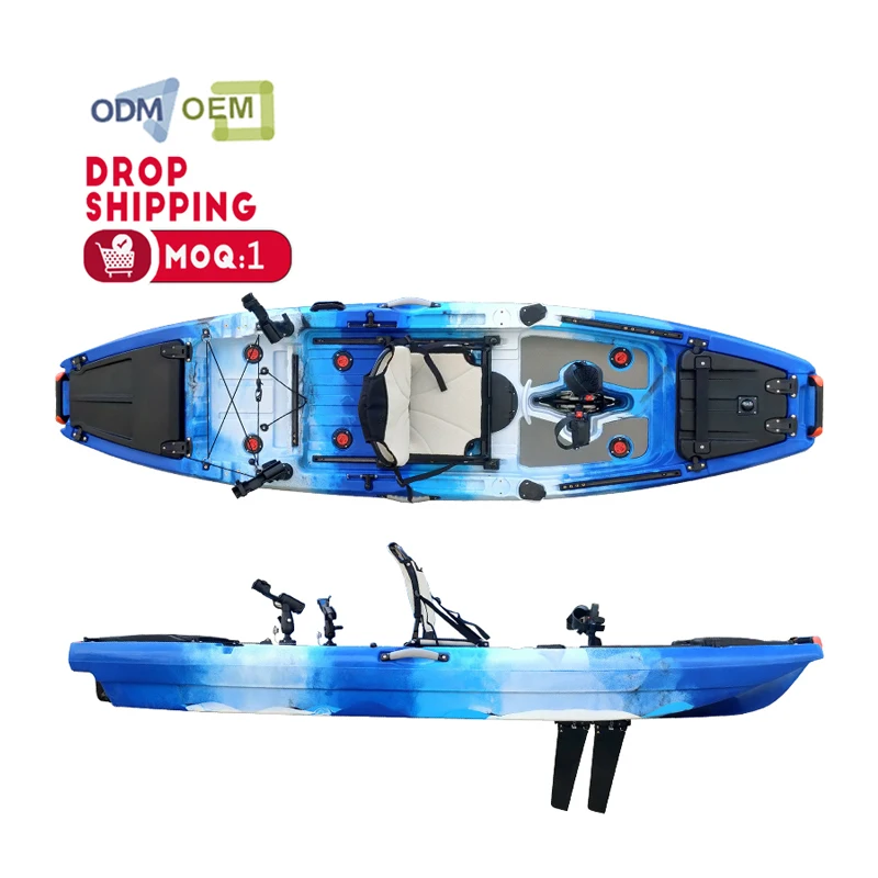 High Quality Single Sit on Top Fishing Kayak Pedal Kayak with Fishing Rod Holder