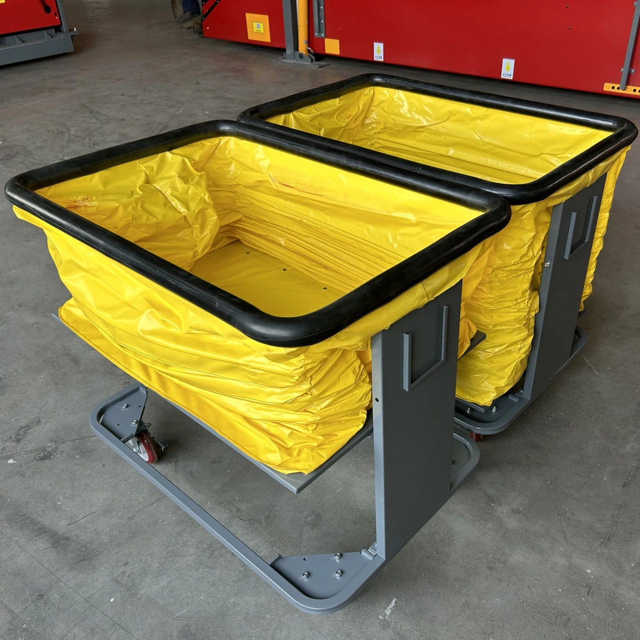 High Quality Self Leveling Logistics Folding Trolley Cart Spring Loaded Stainless Steel Metal Warehouse Logistic Store Trolleys