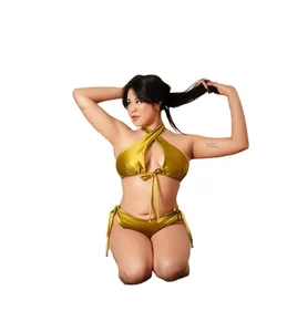 MLY Summer Fashion Satin Women's 3-Piece Bikini Cover-Up Sexy 3-Set Swim Wear for Women