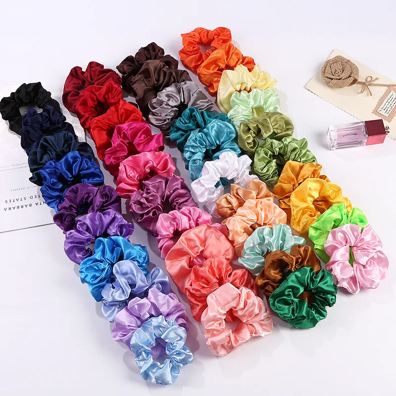 Wholesale Custom Solid Color Hair Scrunchies Women Accessories Fabric Elastic Hair Band Hair Ties Girls Satin Scrunchies Buy Hair Scrunchies Bulk Elastic Cord Elastic Rope Product On Alibaba Com