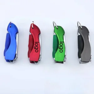 P4958 Custom Ballpoint Pen 2-in-1 Folded Plastic Nail Clipper Keychain 1.0mm Writing Width for Office Advertising