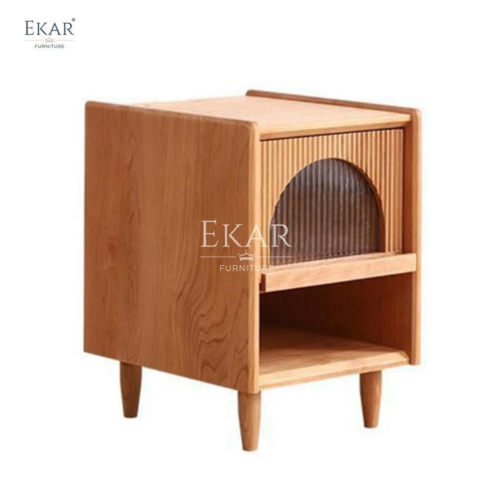 New design modern furniture cherry wood storage bedside table