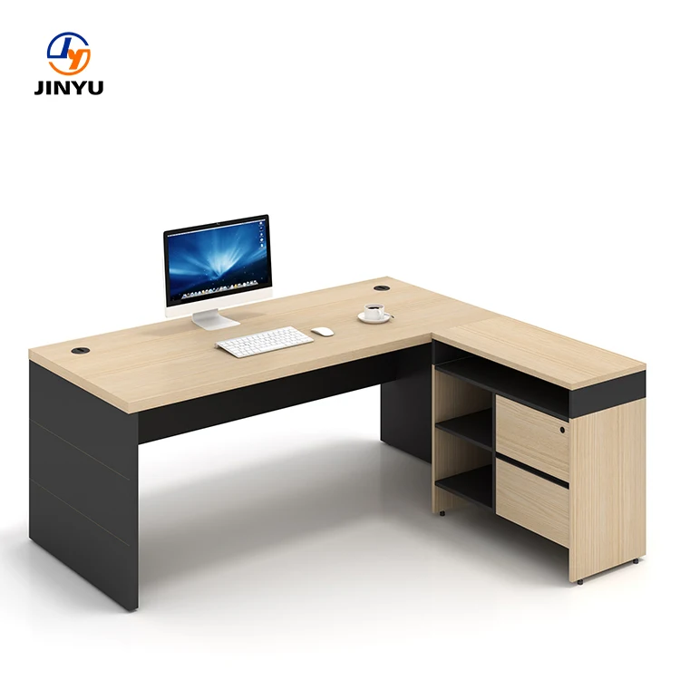 Contemporary Customizable Drawer Desk Modern MFC Simple Furniture for Home or Office with Revolving Feature