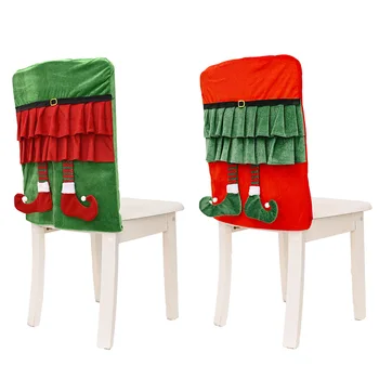 Wholesale Christmas decoration supplies Elf skirt hanging legs chair cover creative new stool cover red and green chair cover