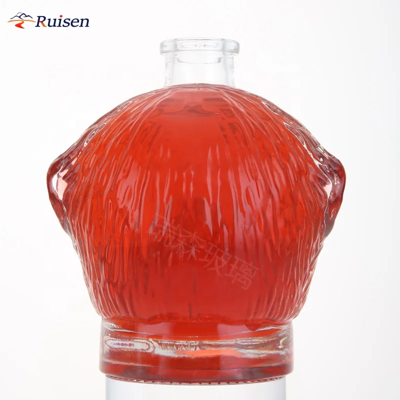 Hot Selling Customize Monkey Shape Luxury Beverage Wine Glass Bottles with Cork