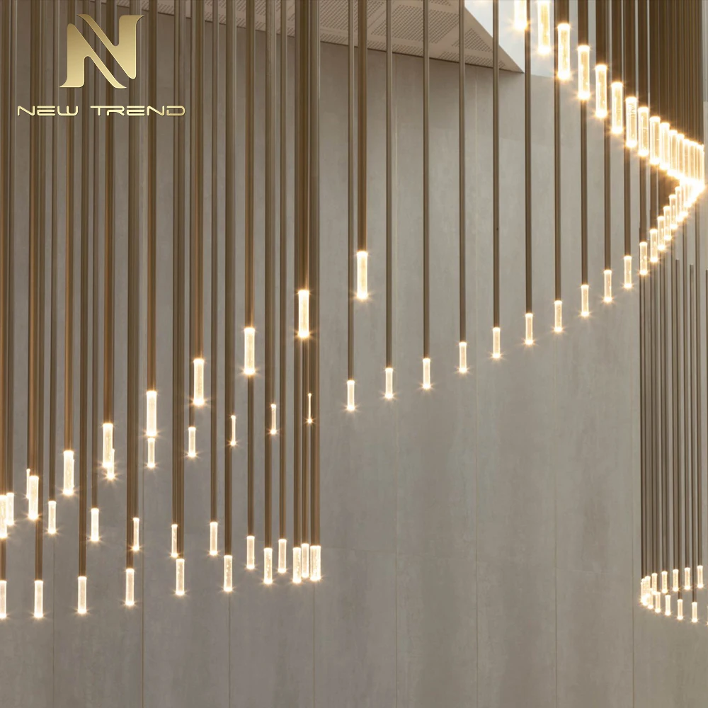 CPL-487 Bespoke Modern Linear Rod Suspension Lamp – Oversized Made-to-Order LED Sculpture for Commercial Projects