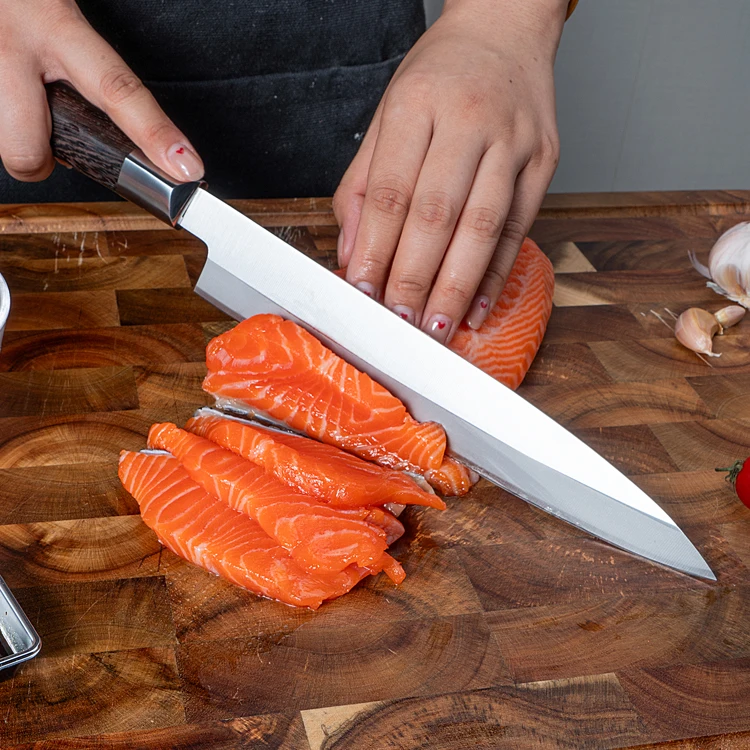 Japanese 210mm Slicing Sashimi Knife 5cr15 Sakimaru Sushi Knives Stainless Steel Sushi Knife With Wenge Wood Handle