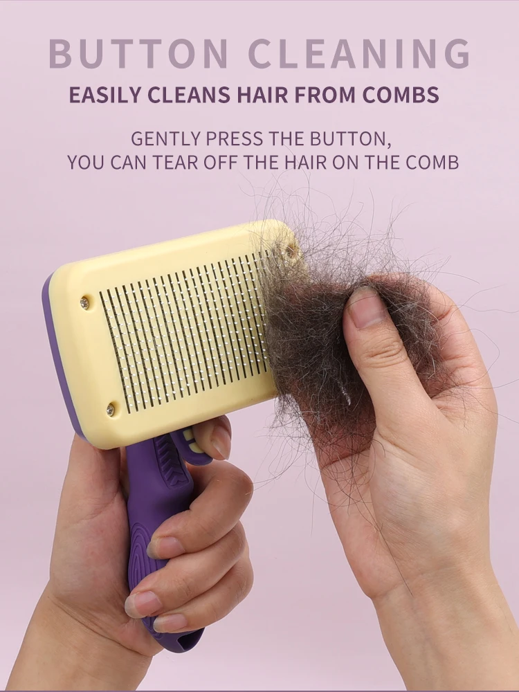 Factory Wholesale Custom Logo Self Cleaning Cat Pin Hair Brush Dog Pet Grooming Slicker Brush