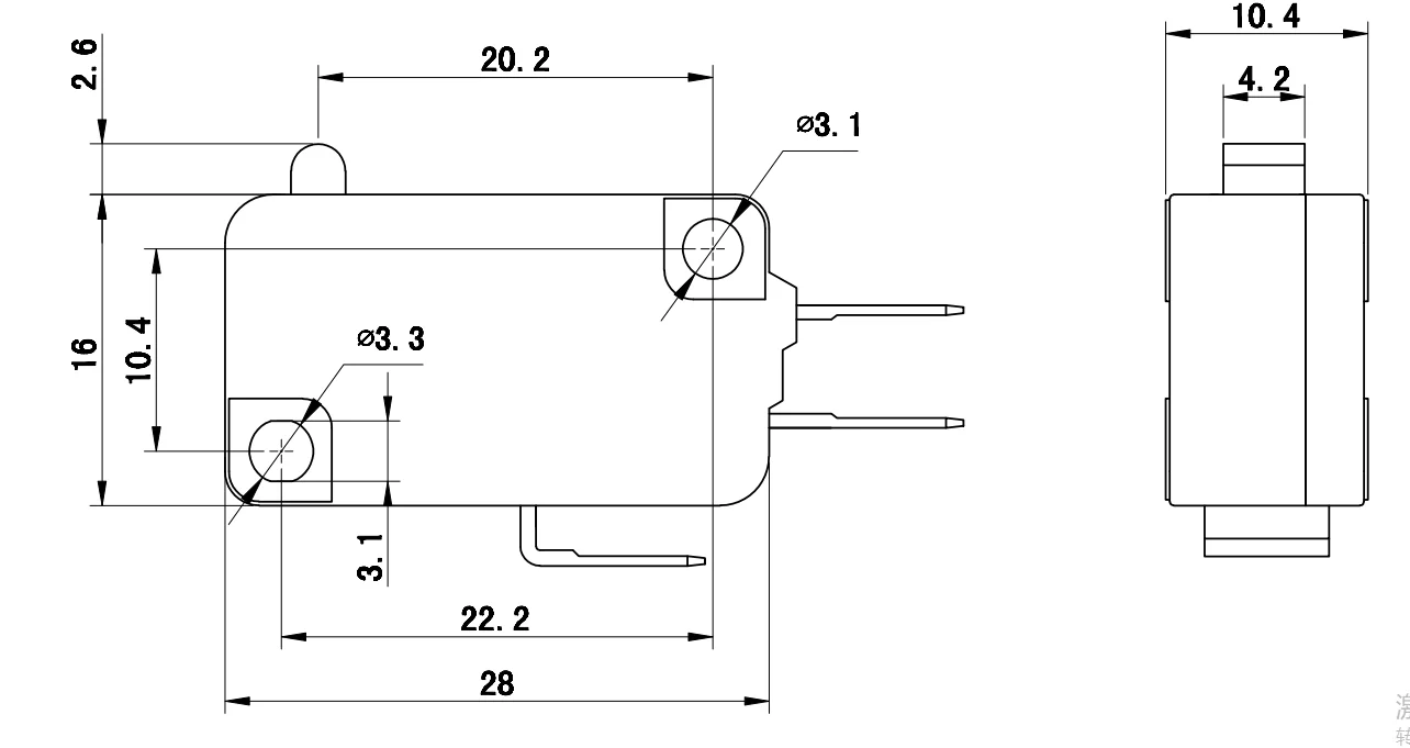 Elevator Limit Switch 2 Pins Reset Micro Limit Switch Lxw1623 With