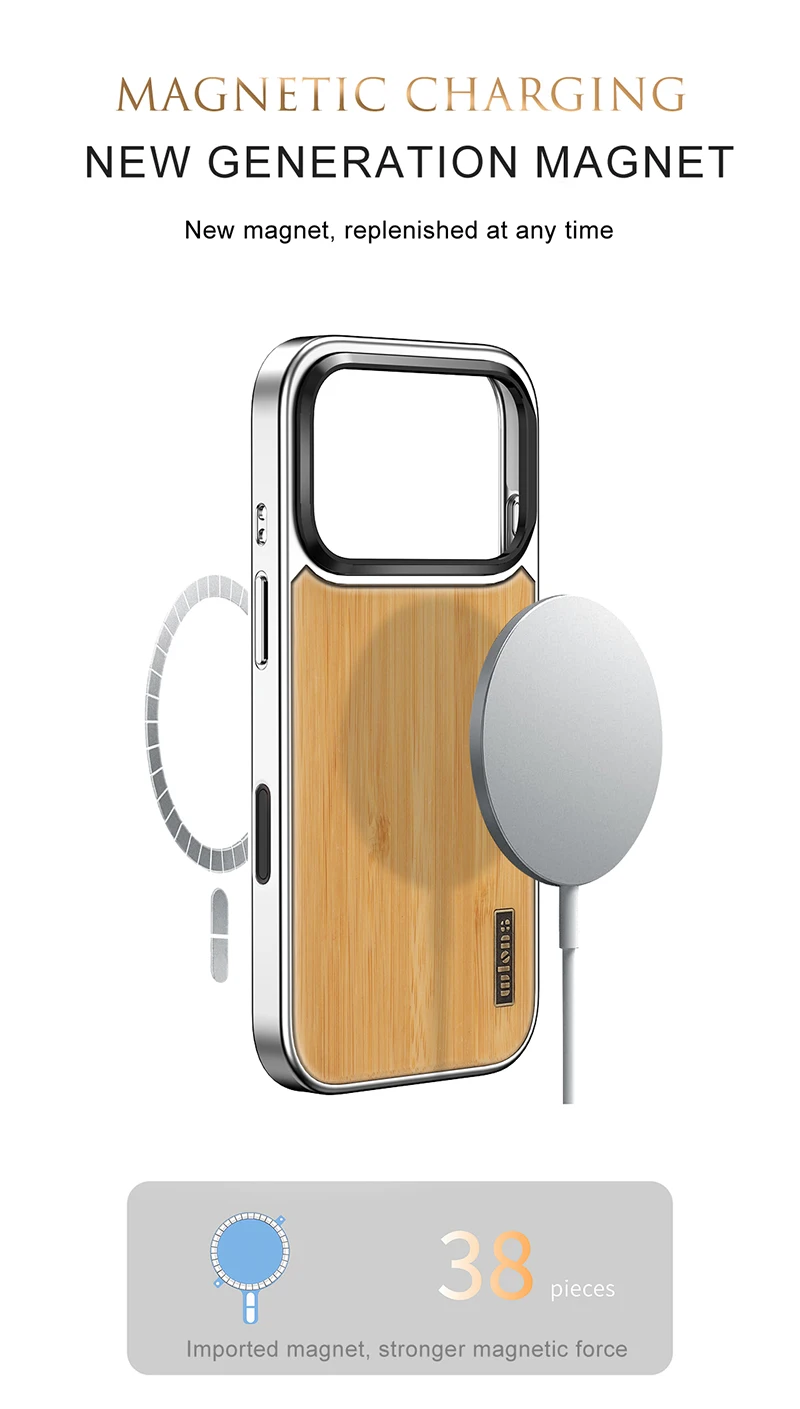 product nature malnut wood grain magnetic phone csse for iphone 17 air pro max with camera lens bracket holder environment friendly-7