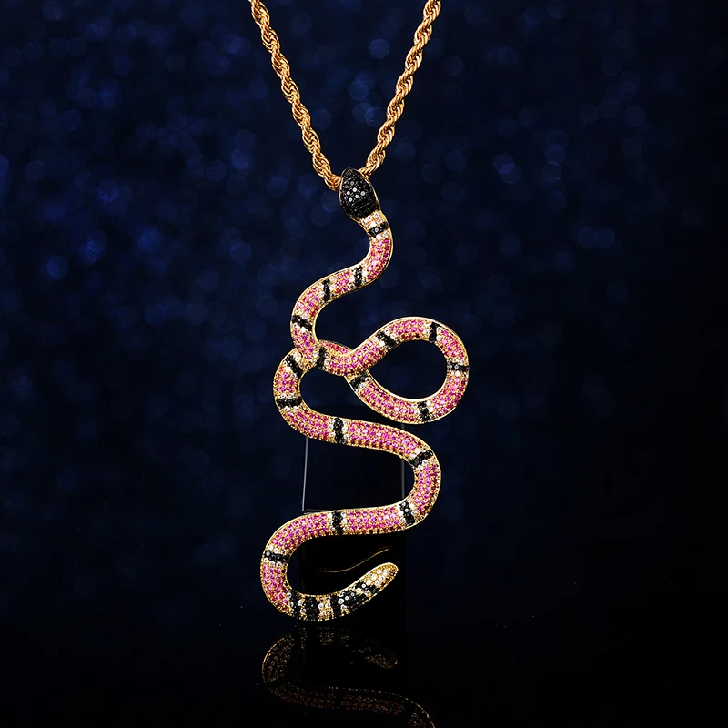 Wholesale Iced Out Zircon Twisted Coral Snake Necklace Chain Pendant Jewelry 14K 18k Gold Diamond CZ Charm Snake From m.alibaba.com