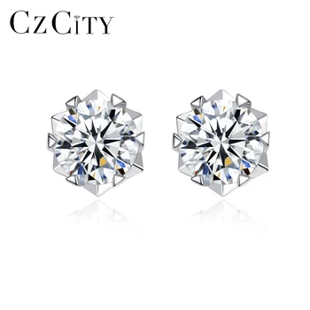 CZCITY One Carat Moissanite Stone Jewelry Earring 925 Sterling Silver Cubic Zirconia Diamond Making Wedding Earring