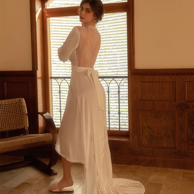 Wedding Morning Gown Women's Trailing Long Nightgown Makeup Bridesmaid Group Kimono Satin Exlongation Bathrobe 2346 Wedding Morning Gown Women's Trailing Long Nightgown Makeup Bridesmaid Group Kimono Satin Exlongation Bathrobe 2346