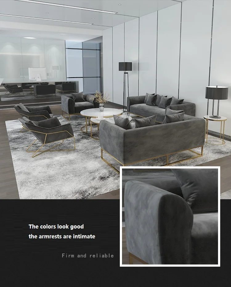 Indoor Modern Black Grey Rectangular Livingroom Set Leather Sofa Furniture