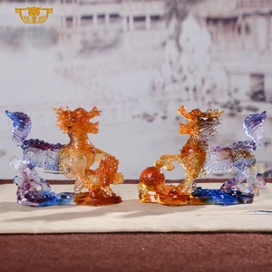 Chinese Style Fengshui Home Decoration Feng Shui Auspicious Kylin Liuli Statues Ornament