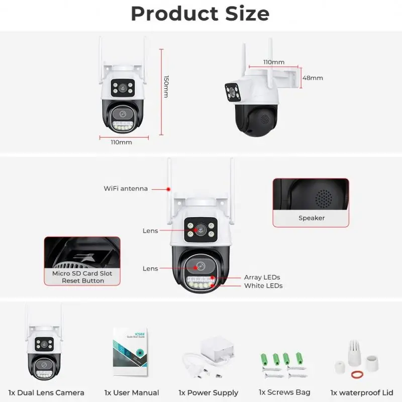 Wifi Camera With Monitor Power Socket Indoor Fixed Ycc 365 Plus Cctv Dc Times Free Shipping Cloudedge App Intercom Outdoor 940Nm