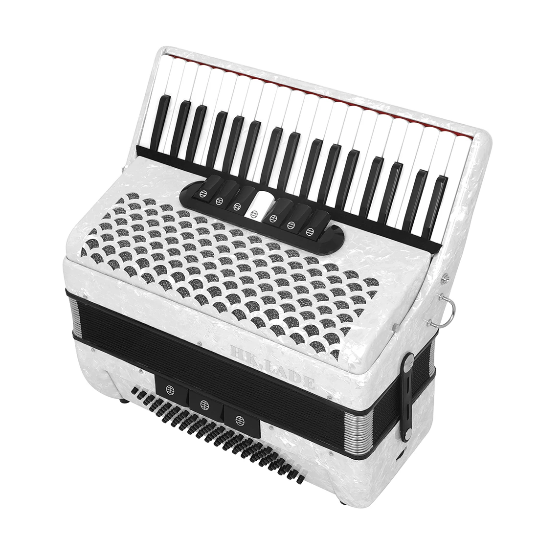 HK LADE 37-Key 96 Bass Accordion in White with Bag - Perfect for