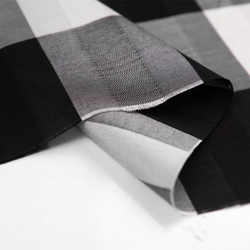 
Тканая ацетатная хлопковая смесь черно-белая шелковая ткань в клетку 