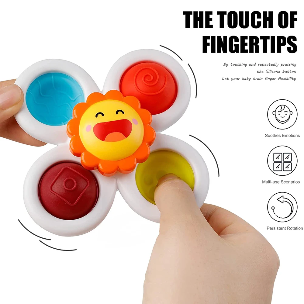 Newest best sell fidget toy suction cup spinner top baby bathtub spinner bathing rotary windmill finger sensory toy for toddler