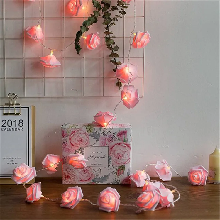 Rose String Lights - 3 Meter 20 LED USB Fairy Lights, Warm White Artificial Flowers For Valentine's Day & Wedding Decor - View #8
