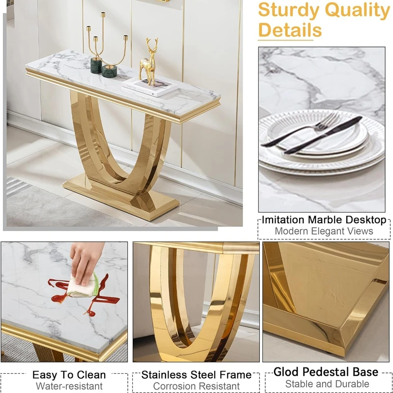View of Contemporary Luxury Console Table Convertible Metal Furniture for Home ...