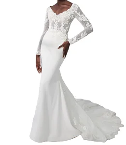 Latest Design Women Lace Ball Gown White Wedding Dresses Sexy V Neck Backless Wedding Dresses