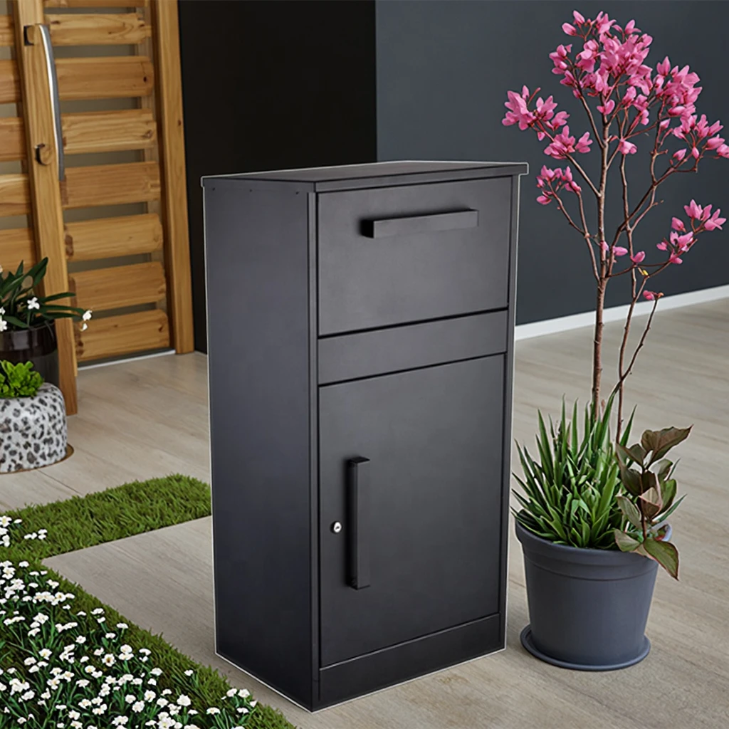Modern Standing Outdoor Extra Large Metal Storage Mailbox Stylish Parcel Drop Box for Mail and Parcels