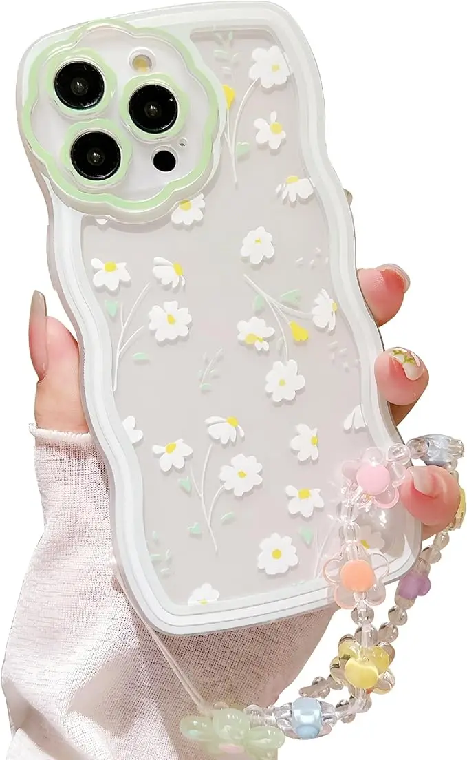 Laudtec Cute Flower Pattern Mobile Phone Case for iPhone16 promax Flower Wrist Strap Design Soft TPU Shock Protection Case details