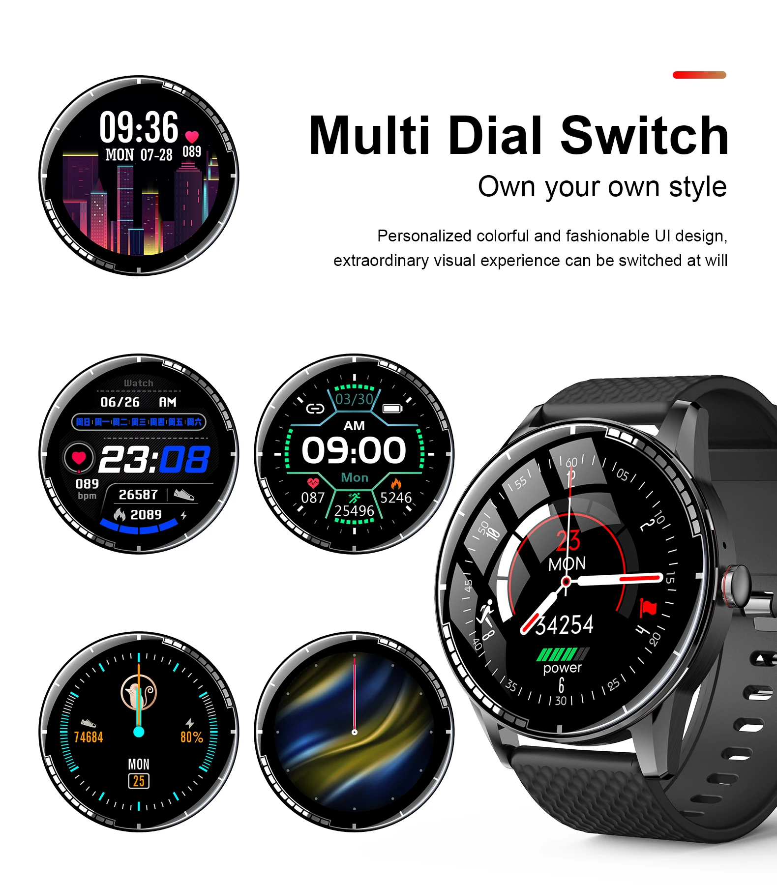 2021 H6 Smart Watch Connect to TWS and Speaker Heart Rate Monitor watch Local music heart rate hands-free call watch - ANKUX.COM