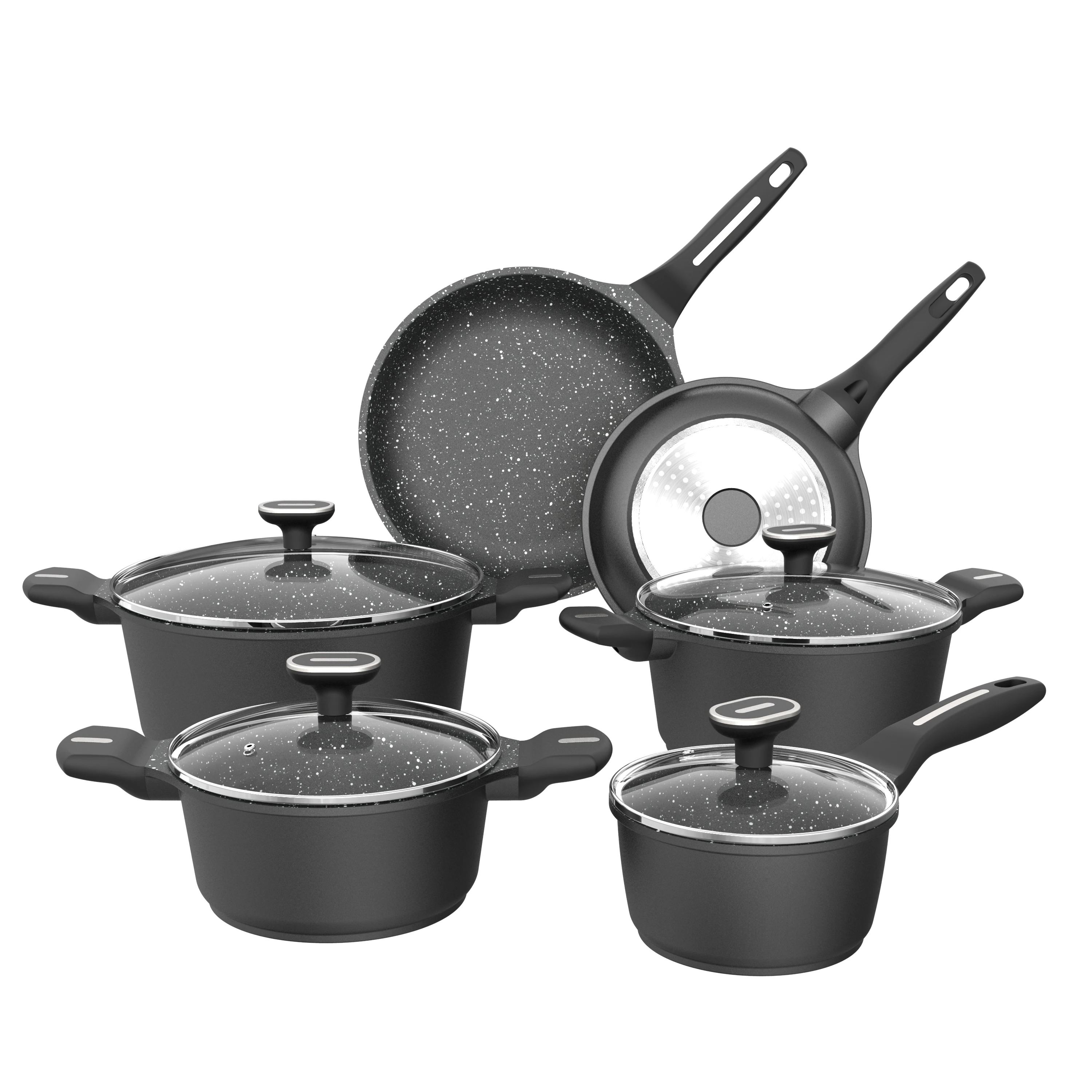 Wholesale BESCO Escalation Series 10pcs Non Stick Cooking Pot Set Big  Cooking Pots Casting Aluminum Sets with Induction Bottom Black From  m.