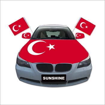 Sunshine Customized Turkey car Window flag heavy Duty Distinctive Blank Dye hood window Turks mini car flag With Pole