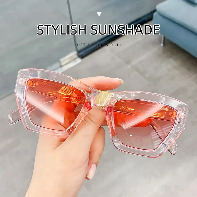 Qmoon Square Frame Transparent Pink Sun Glasses Shades display picture 3