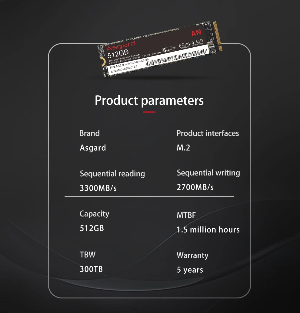 Source Asgard Wholesale PCIe3.0 NVMe M.2 ssd Hard Drive 512gb M.2