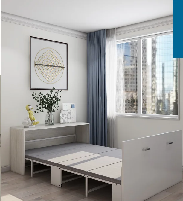 Stainless Steel Bed Frame Wall Foldable Bed 180x200 Aluminum Folding