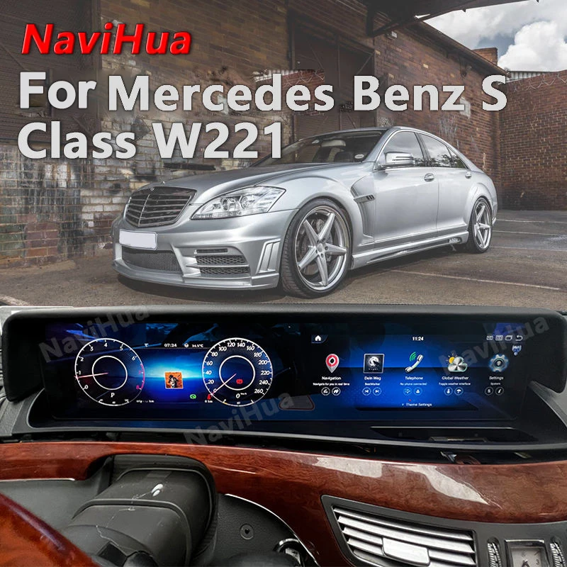NaviHua  12.3 Inch for Mercedes Benz S Class W221 to W222  Dual Screen Android Radio Cluster Digital Instrument Stereo Upgrade