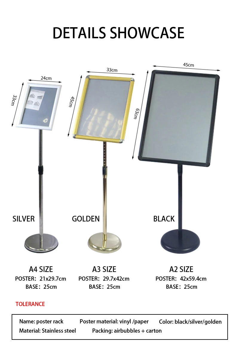 Factory Direct Sale Floor Standing Poster Display Rack Height