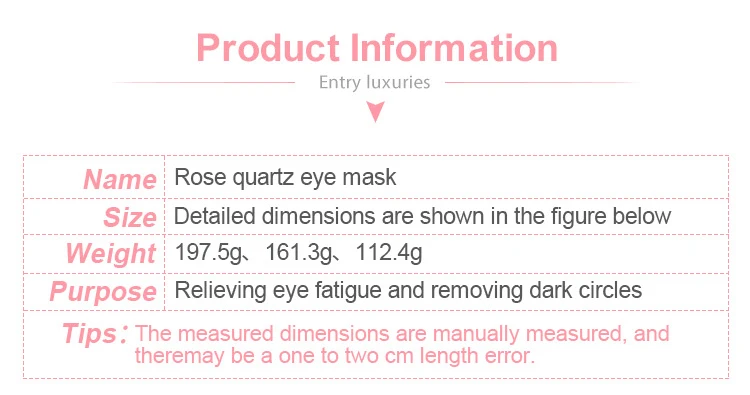 Luxury pink rose quartz sleep jade stone eye mask for diminish puffiness and bags