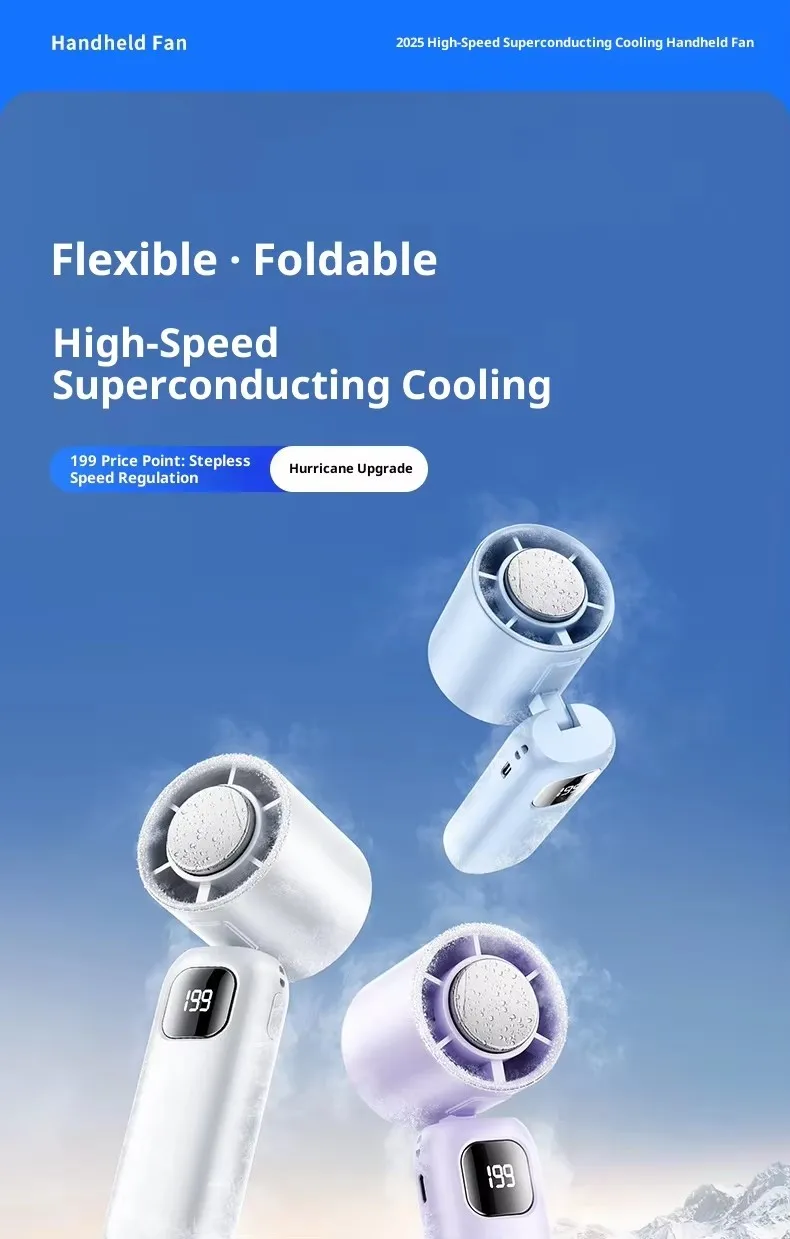New Model Handheld Fan with 199-speed High-power-border Outdoor Charging Portable USB Cooling Small Fan for Wholesale