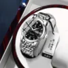 936 Silver Case Black Dial Steel Strap